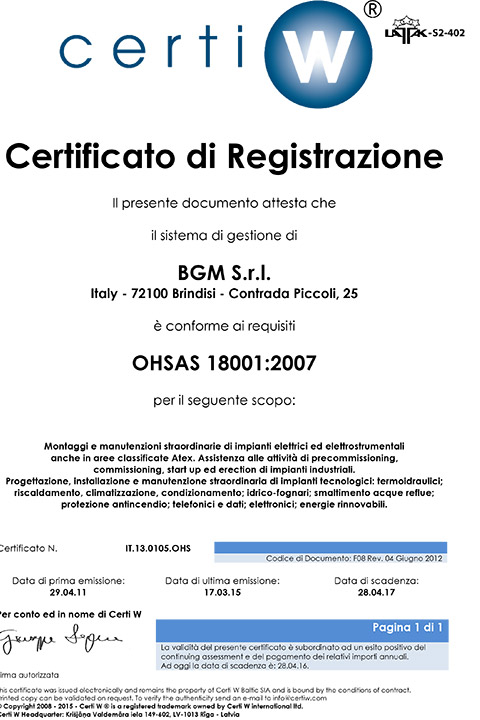 Certificazione ISO 18001
